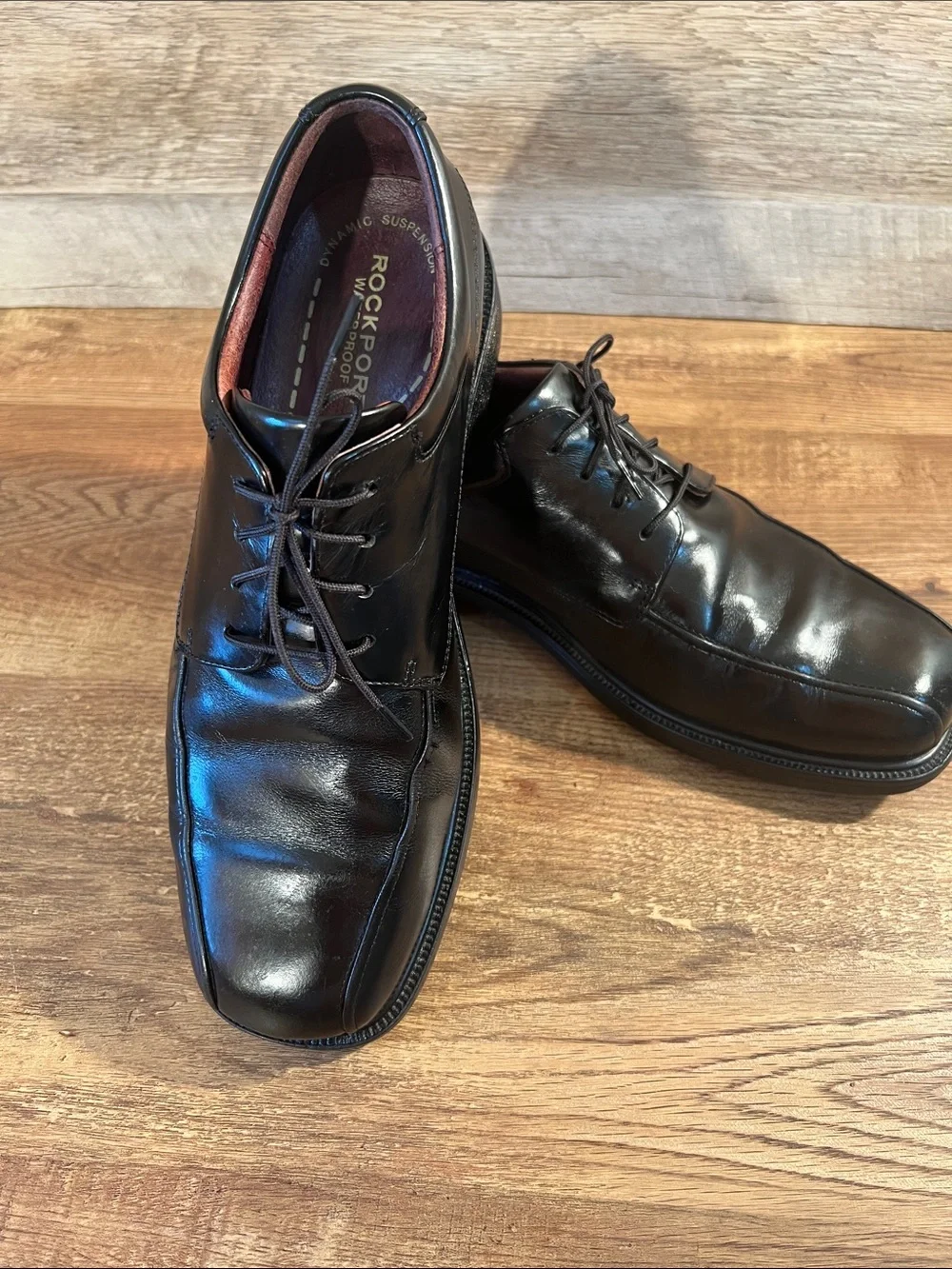 Rockport Waterproof Black Leather Lace-Up Oxford Dress Shoes Dynamic Suspension